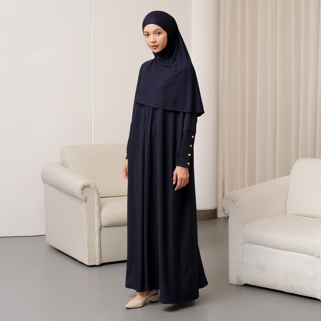 Jedda Knit Abaya in Navy (Size S-M)