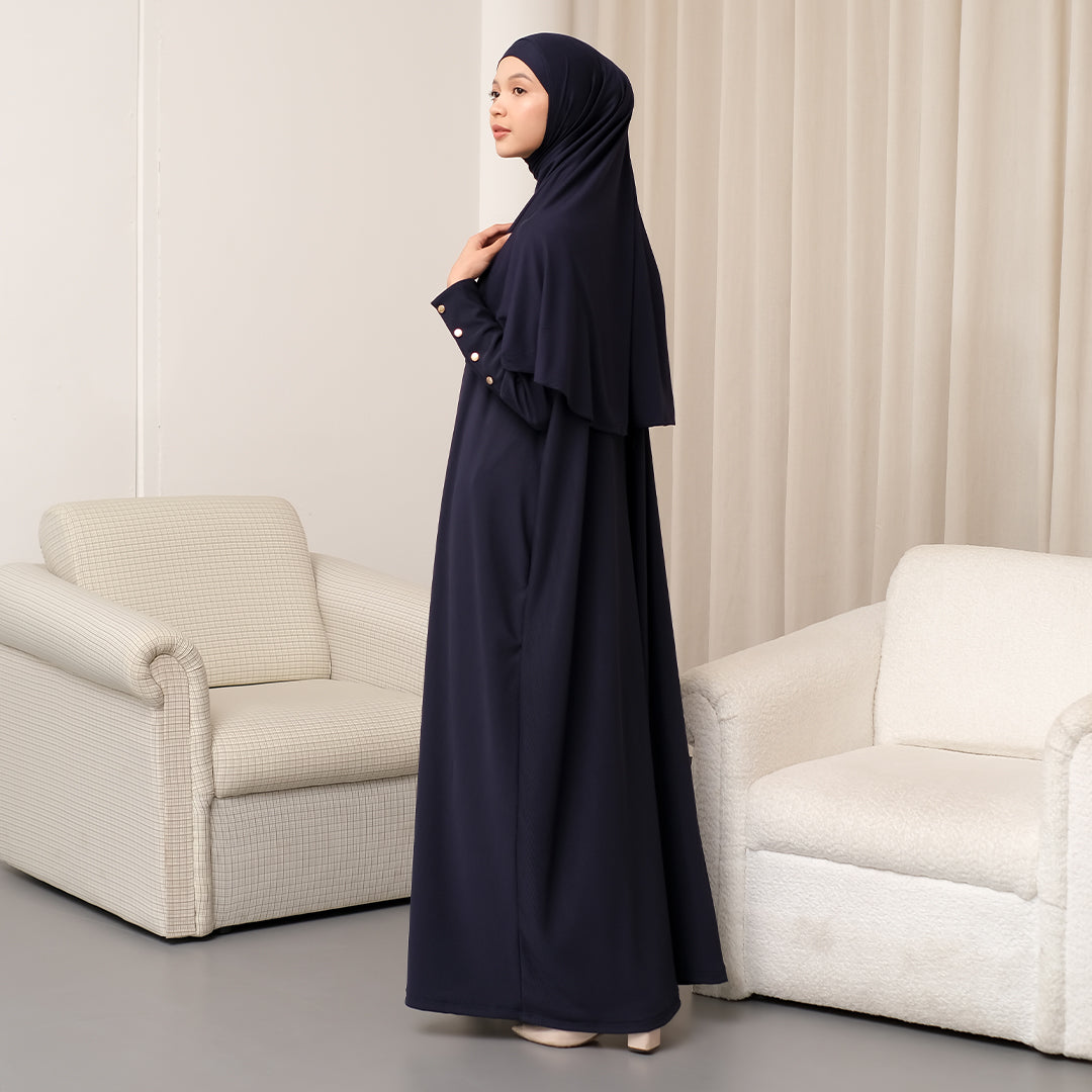 Jedda Knit Abaya in Navy (Size S-M)
