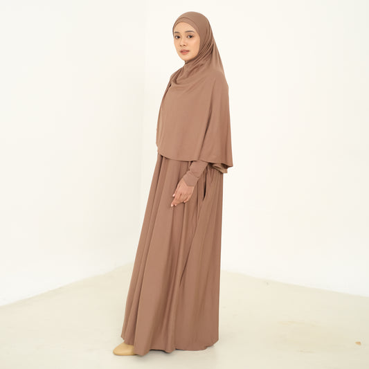 Marwa Rayon Abaya Hazelnut (Size L-XL)